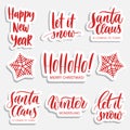 Hand lettering red holidays patches and stickers - creative set incuding inscriptions: ÃÂÃÂ°Ãâ¬Ãâ¬ÃÆ new year, let it snow, hohoho,